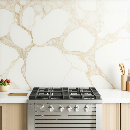 Marble backsplash in outdoor kitchen area protected by sealant resisting weather elements.