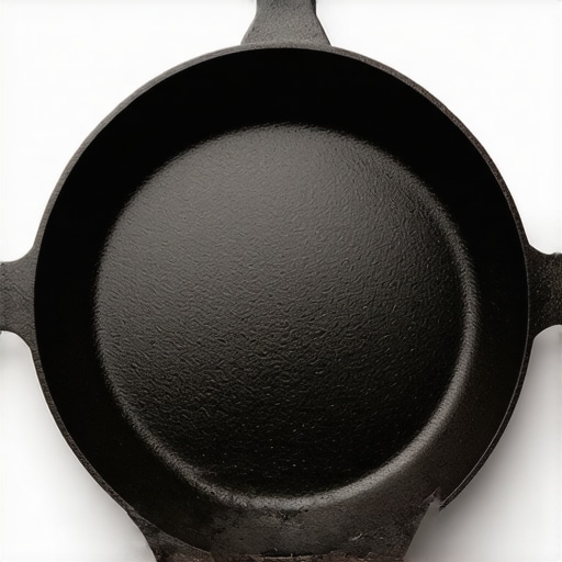 Close-up of enameled cast iron skillet highlighting durable coating and handle