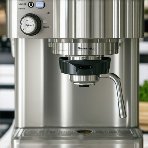 A sleek professional espresso machine with steam wand ready for brewing