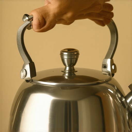 Stainless steel tea kettle before and after descaling showing mineral buildup and gleaming surface