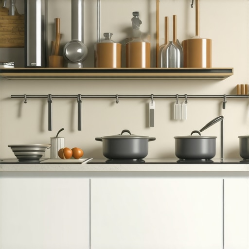 Luxurious modern kitchen with high-end appliances and cookware