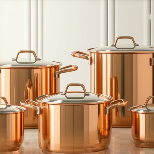 Premium copper cookware from All-Clad showcasing sleek design and craftsmanship.