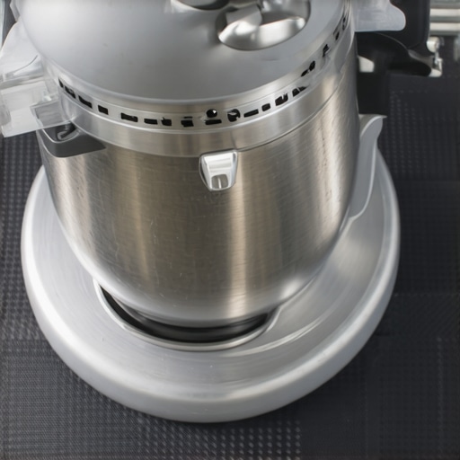 Black silicone anti-vibration mat under a stand mixer