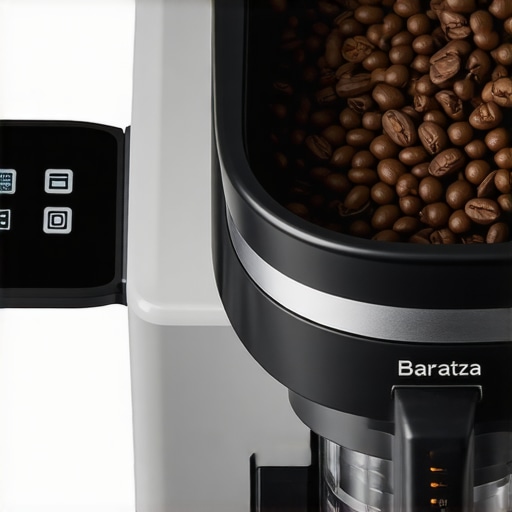 Close-up image of Baratza Virtuoso+ burr coffee grinder showing control panel and burrs