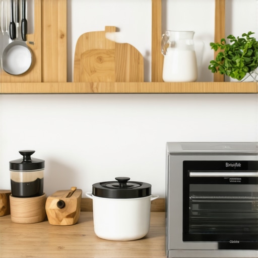 A stylish kitchen countertop featuring the Breville Smart Oven Air