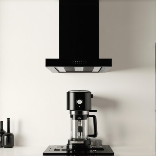 Sleek built-in coffee machine integrated into kitchen counter with ventilation system