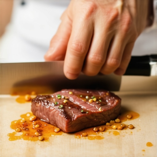 Electric knife slicing meat in kitchen scene