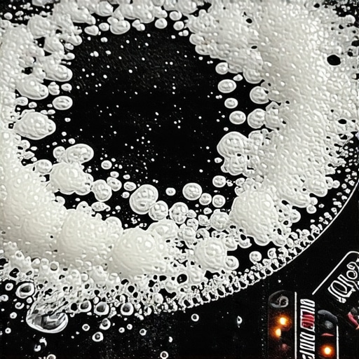 Shiny induction cooktop surface free of water spots after cleaning.