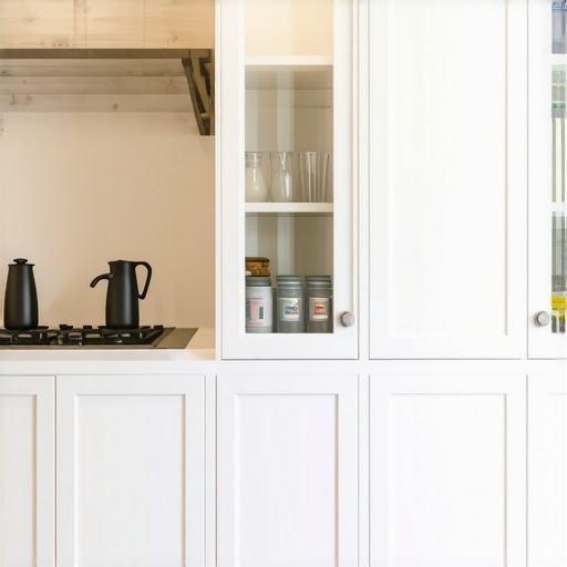 A sleek, custom-built kitchen cabinet designed to store heavy-duty slicers with soft-close doors and organized shelves