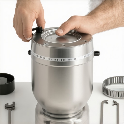 Technician replacing seal in stand mixer with tools