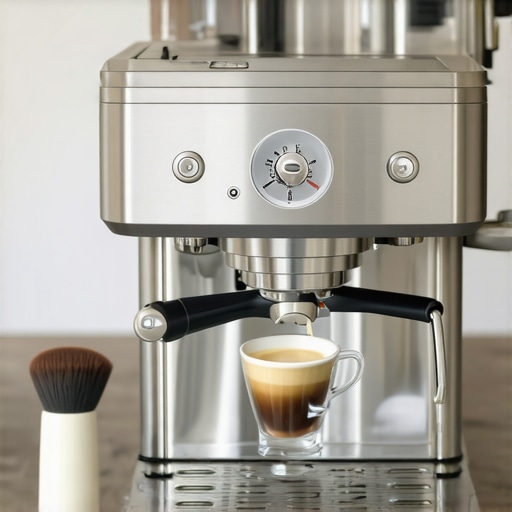 Close-up of espresso machine with digital pressure controls