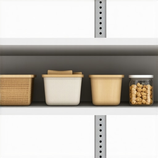 Close-up image of a pantry shelf with easy-to-install sliding hardware.