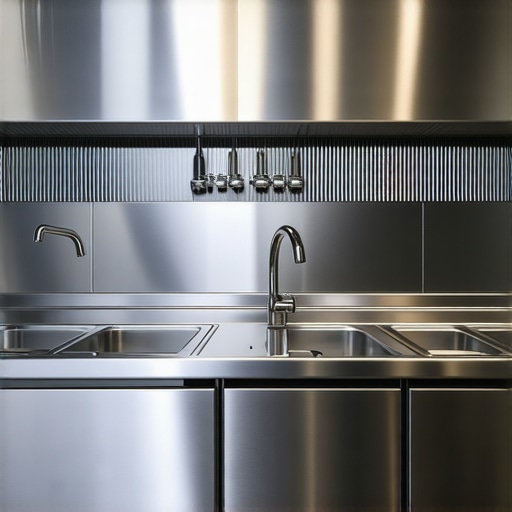 Modern kitchen with Kohler Underscore prep station showing multiple basins and accessories.