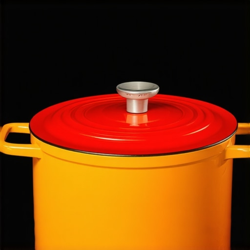 Le Creuset enameled cast iron Dutch oven showcasing craftsmanship and vibrant color.
