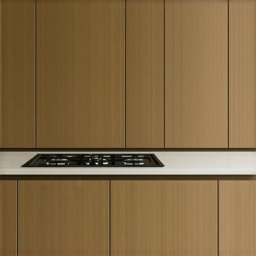 Modern built-in kitchen enclosure seamlessly integrated with cabinetry, sleek finish, handleless design