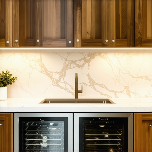 High-end custom wood appliance garage in a modern kitchen