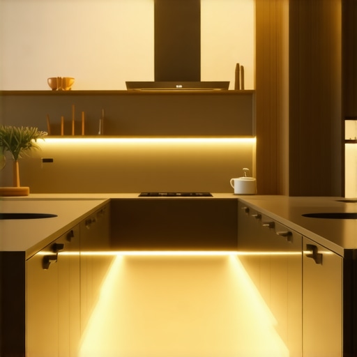 High-end kitchen featuring EliteIllumina smart toe-kick lighting