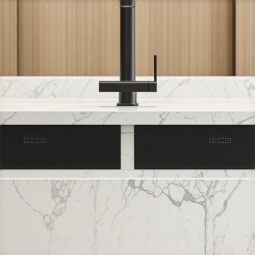 Modern quartz double basin kitchen sink in a contemporary kitchen.