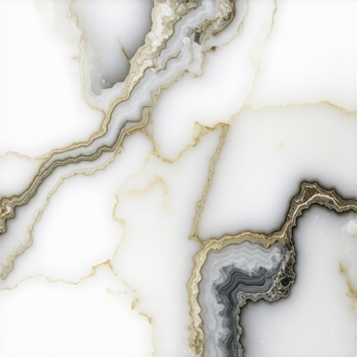 Luxurious polished quartz surface with veining and reflective finish