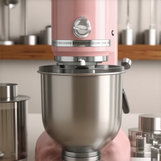 Modern stand mixer with attachments on kitchen countertop