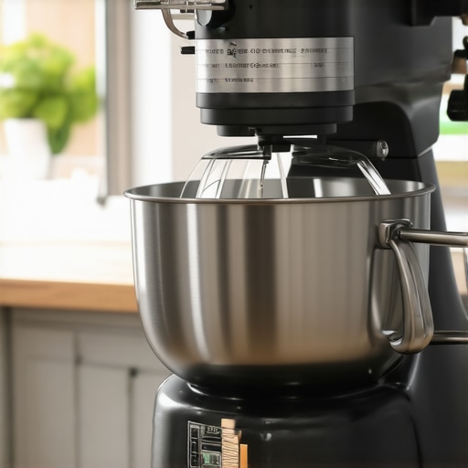 High-end Viking mixer showing adjustable screw feature in a professional kitchen