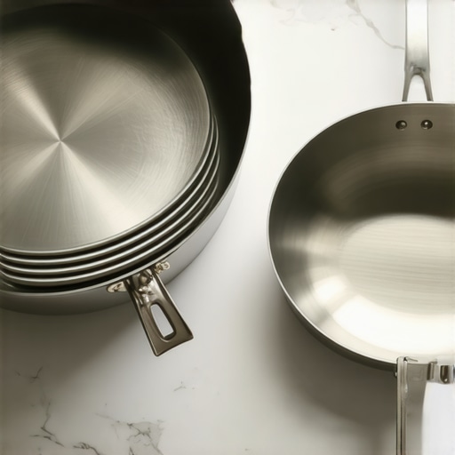 Diagram showing the internal 5-ply metal layers of a premium stainless steel skillet