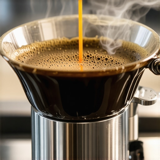 A professional espresso extraction using a bottomless portafilter to diagnose channeling.