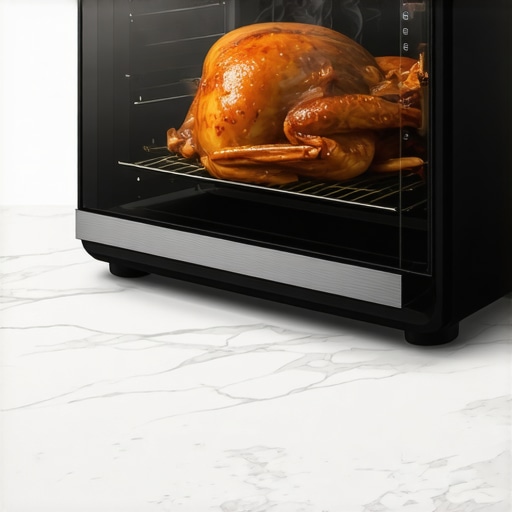 A golden brown roasted chicken inside a Breville Smart Oven Air Fryer Pro
