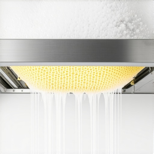 Dissolving Grease on Stainless Steel Baffles Professional degreaser dissolving thick grease on a stainless steel range hood filter.