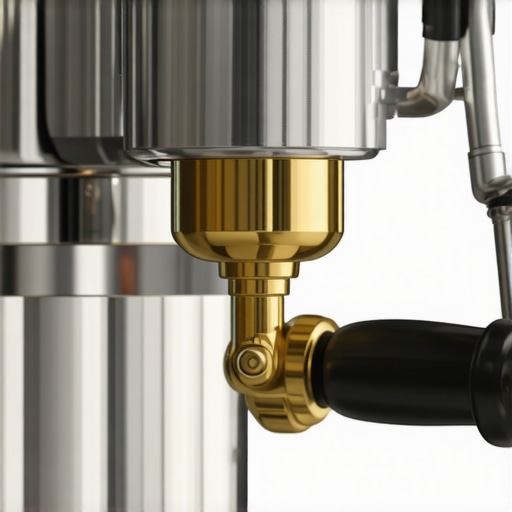 Durable Internal Engineering of Luxury Kitchen Appliances Close-up of brass and copper components inside a high-end espresso machine.
