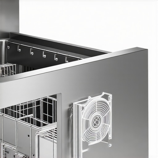Close-up of durable metal drawer rails and high-quality internal components of a luxury kitchen appliance.
