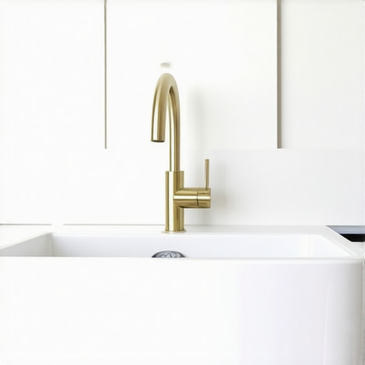 A Kohler Whitehaven farmhouse sink showing the apron-front design that reduces reaching distance for tall people.