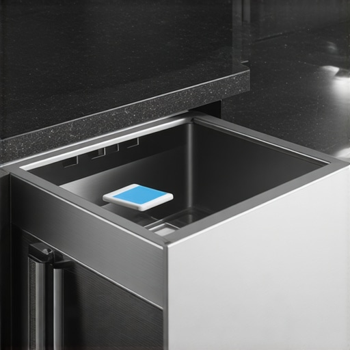Placing a professional-grade deodorizing tablet into a high-end trash compactor.