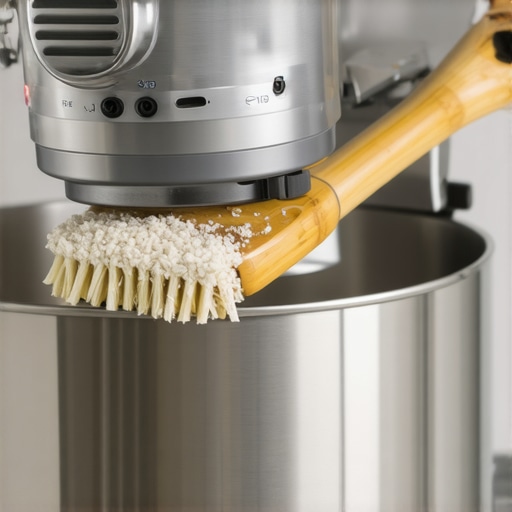 Eco-friendly detail brush cleaning a stand mixer hinge