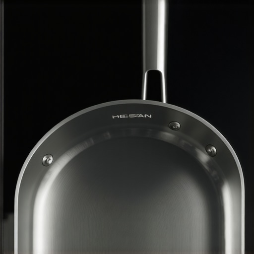 Hestan Titum Premium 5-Ply Non-Stick Pan Close-up of the diamond-reinforced surface of a Hestan Titum frying pan on an induction stove.