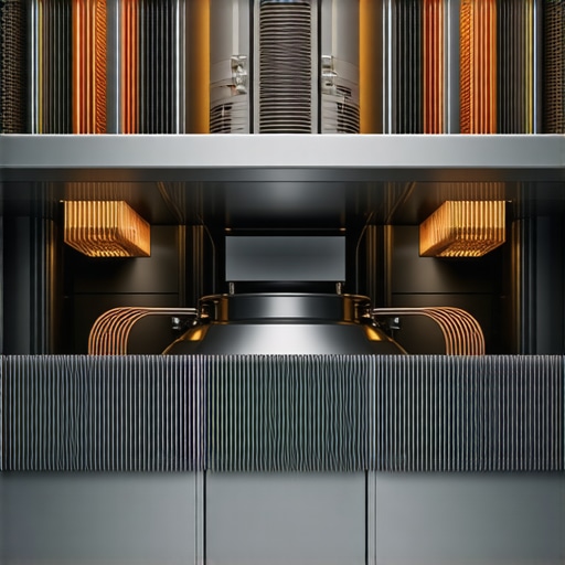 High-End Appliance Engineering Detail A detailed look at the robust internal heating and fan components of a premium kitchen appliance showing industrial build quality.