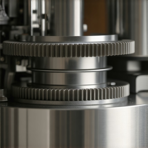Internal Craftsmanship of Luxury Kitchen Appliances Close up of high quality metal gears and stainless steel base of a premium kitchen mixer showing durable construction.