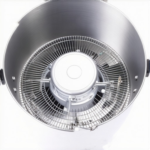 Internal Engineering of a Premium Air Fryer Close up of metal heating elements and fan blades in a high-end convection appliance