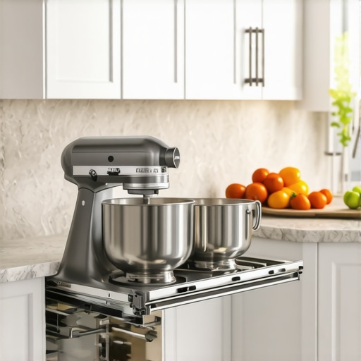 Knape & Vogt Blind Corner Swing-Out System Luxury kitchen corner cabinet with pull-out shelving for heavy appliances