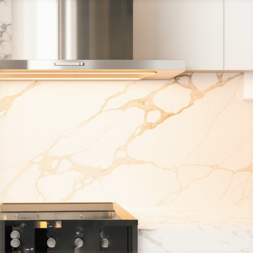 Close-up of a sleek under-cabinet range hood in a modern kitchen