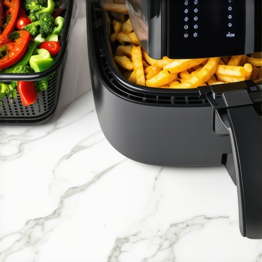 Ninja Foodi Dual Basket Air Fryer Review A Ninja Foodi 6-in-1 air fryer with two separate baskets on a kitchen counter.