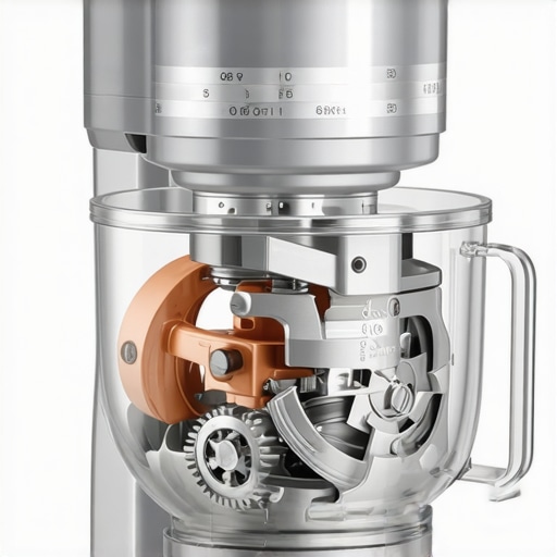 Precision Engineering in Luxury Kitchen Appliances Internal view of a professional stand mixer showing heavy-duty metal gears.