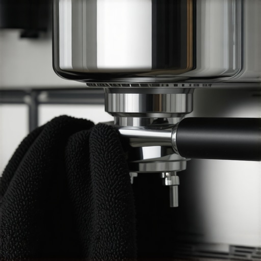 Cleaning a luxury chrome steam wand with a high-GSM microfiber cloth
