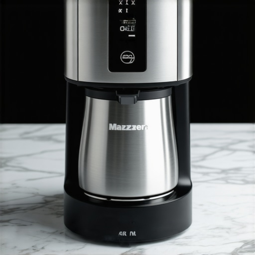 A high-end Mazzer Mini Electronic A espresso grinder in a luxury kitchen setting.