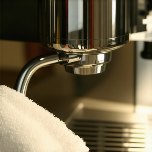 A shiny, clean espresso machine steam wand polished to a mirror finish, highlighting a scratch-free surface.