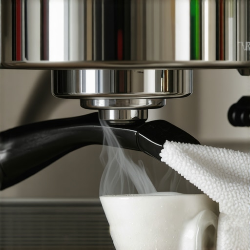 Professional Non-Burn Steam Wand Upgrade Close up of a clean espresso machine steam wand being wiped with a cloth