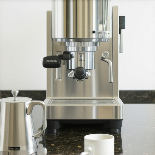 A high-end dual boiler espresso machine in a modern kitchen
