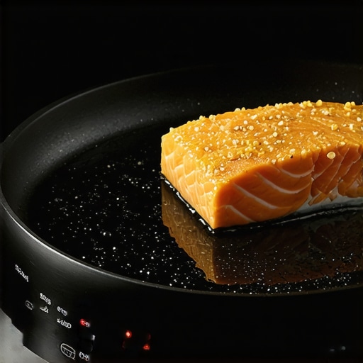 Scanpan HaptIQ Professional Cookware Scanpan HaptIQ pan searing salmon on an induction stove