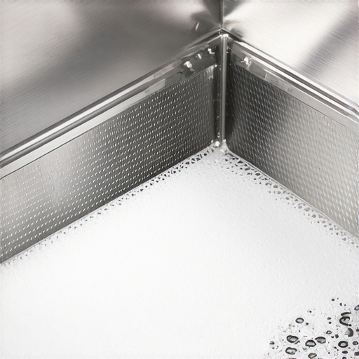 Ultrasonic Cleaner for Range Hood Filters A stainless steel ultrasonic cleaner being used to deep clean a kitchen range hood mesh filter.