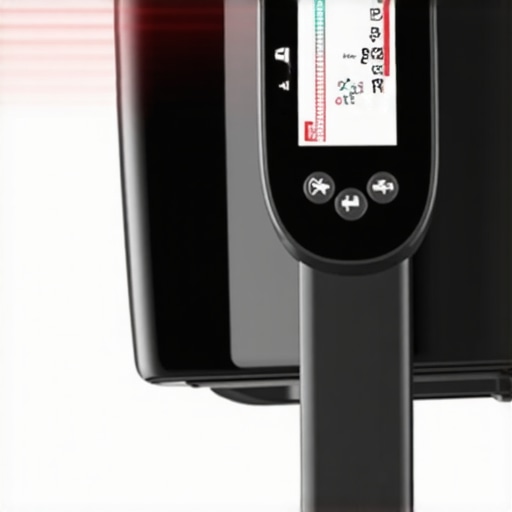 Using an Infrared Thermometer for Air Fryer Heat Mapping Close-up of an infrared thermometer being used to check air fryer heat distribution